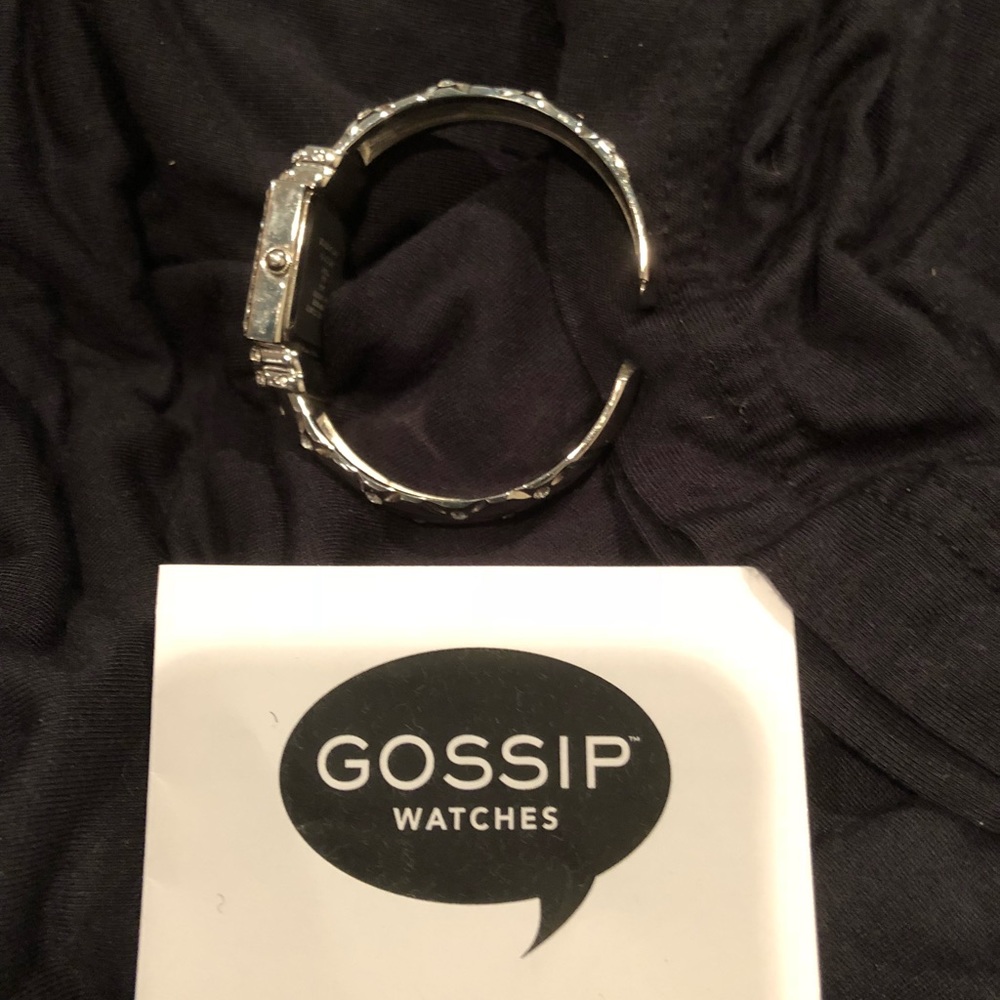 Gossip silver cuff watch with rhinestones.